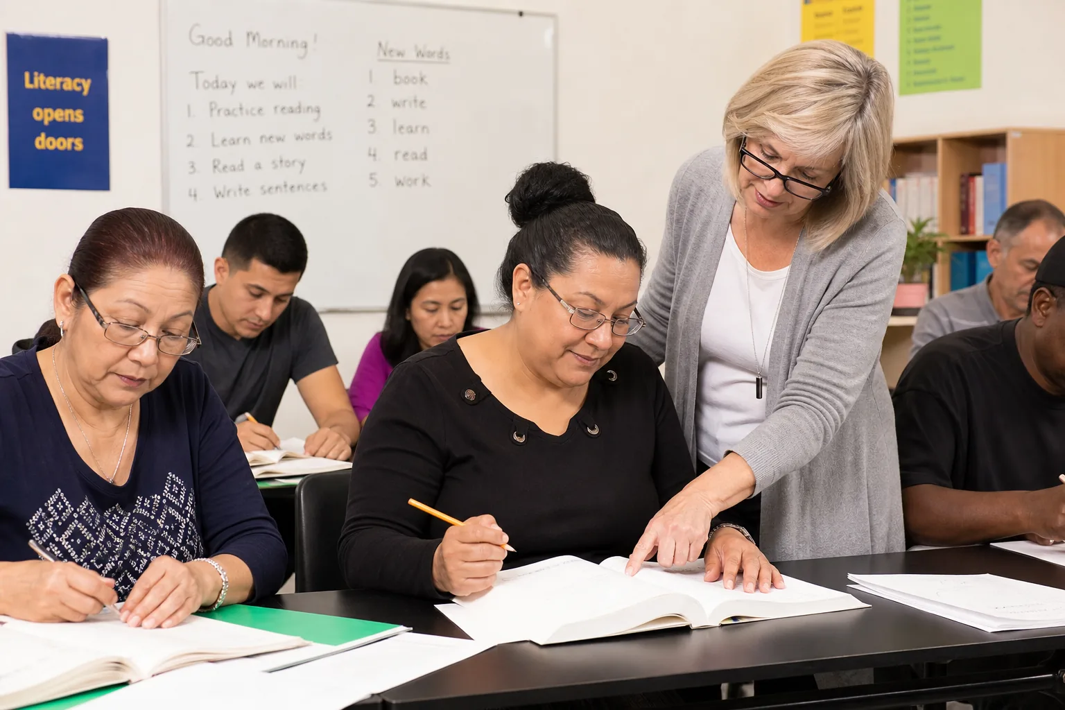 Adult literacy class